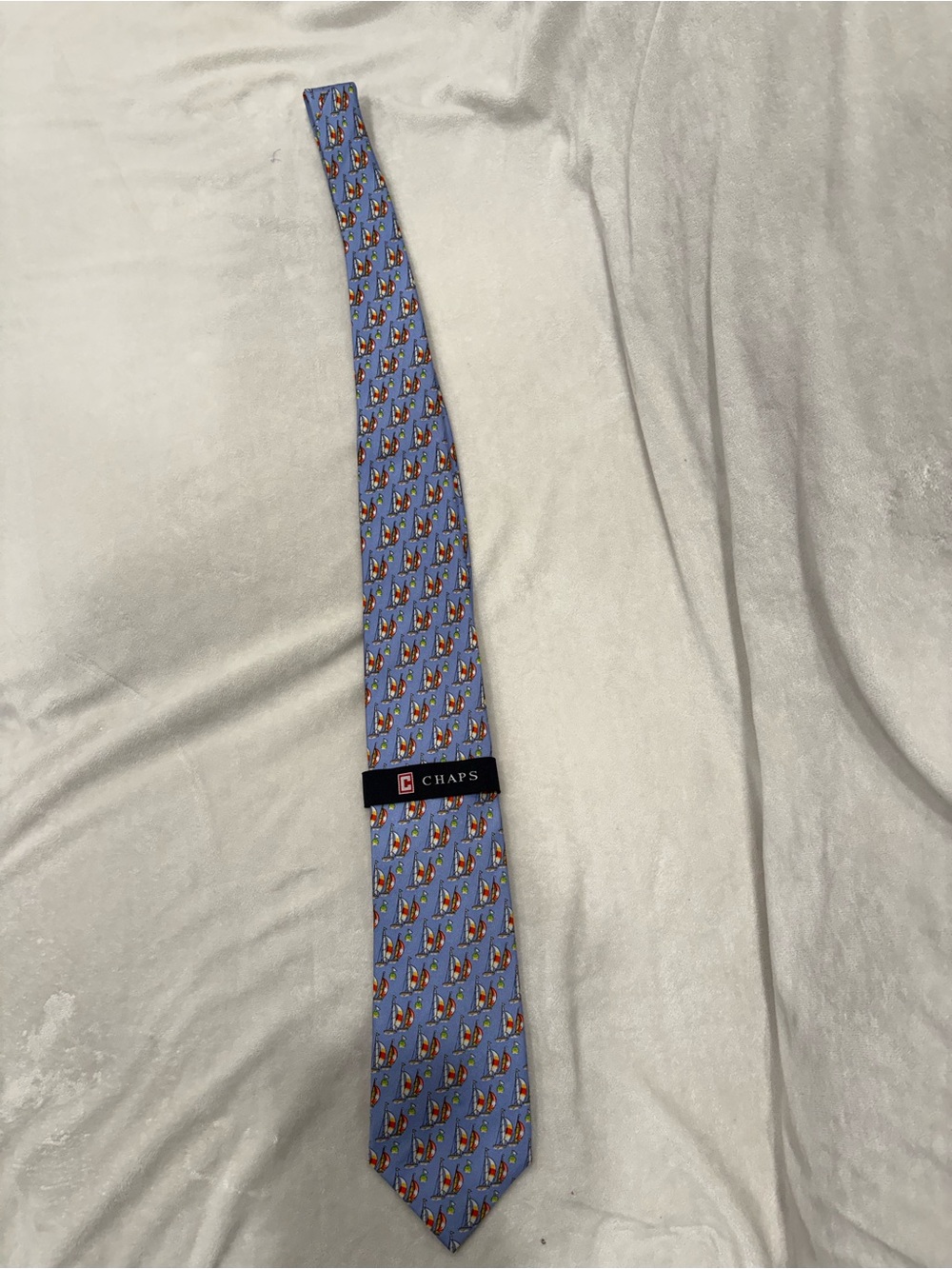 Chaps Men's Light Blue sailboat Patterned Silk Tie